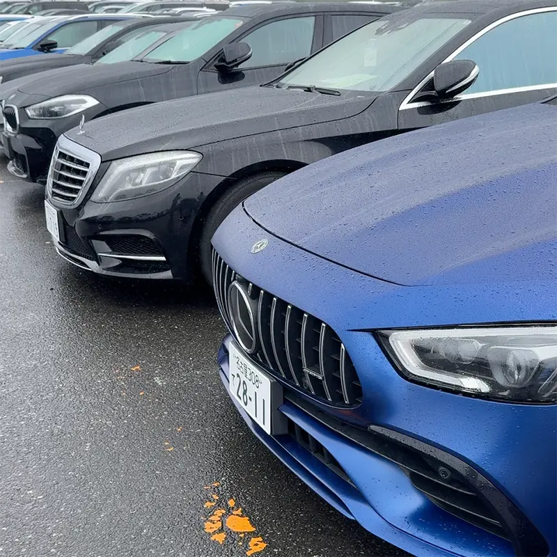 Mercedes AMG and S-Class vehicles at a Japanese car auction