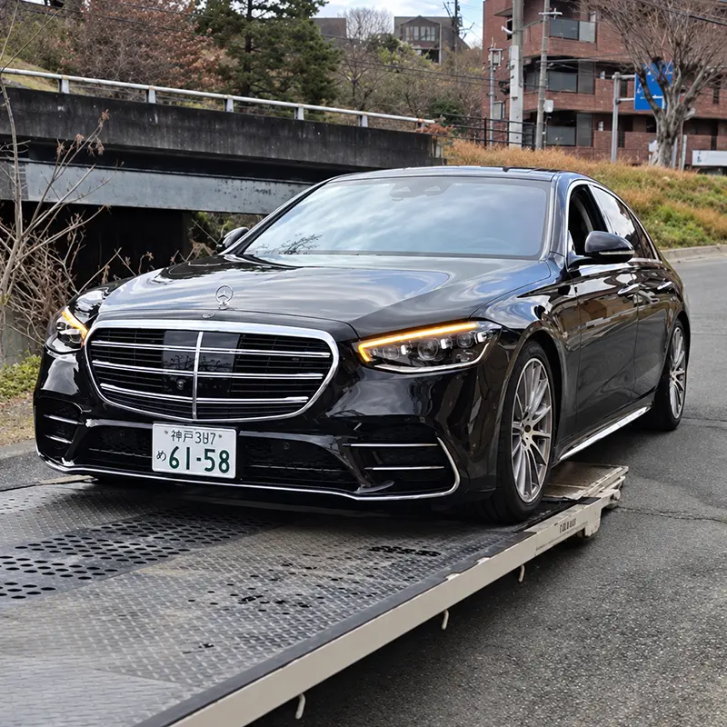 Mercedes S-Class prepared for final transport after import